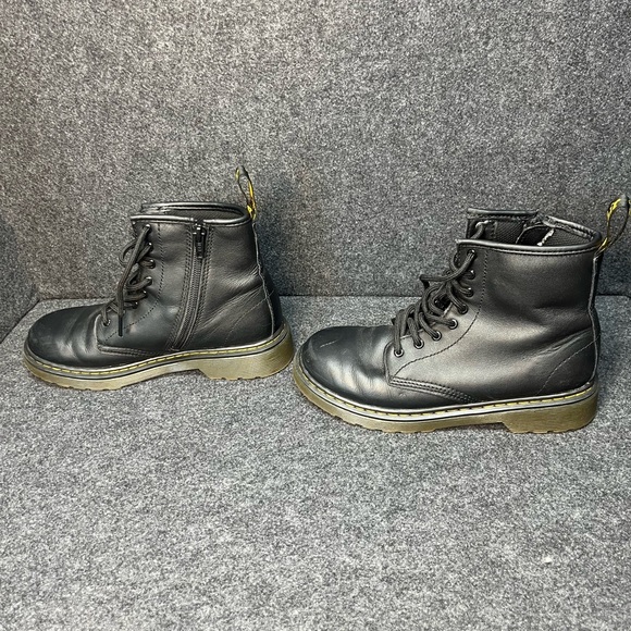 Dr. Martens Youth 1460J Combat Boots Black Leather Lace Up Side Zip Size 3 US - Picture 7 of 10